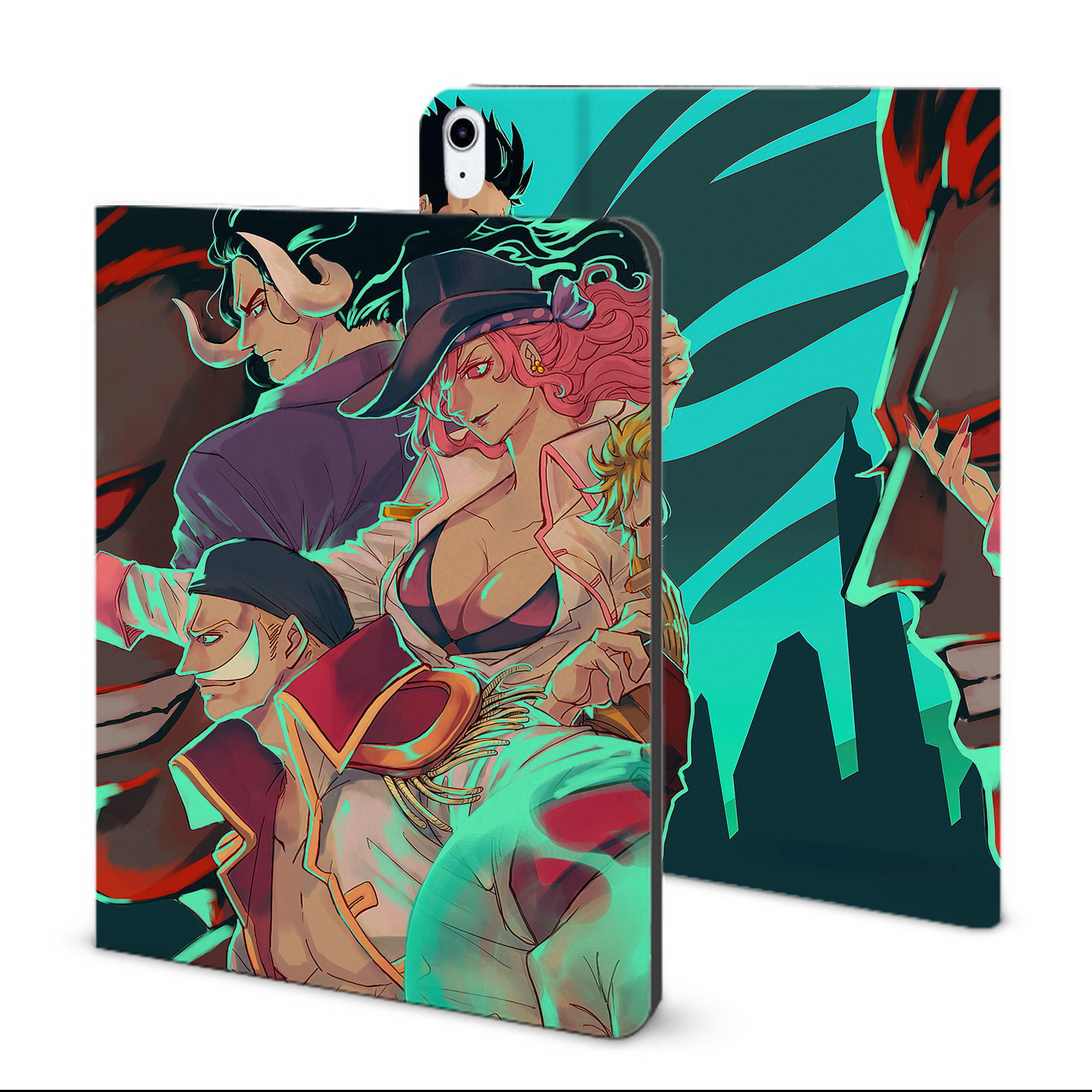 （画像用） ワンピース ONE PIECE IPad ケース ブック型 PUレザー TPU 耐衝撃 軽量 薄型 ペン収納なし 全面保護 IPad 各モデル対応
